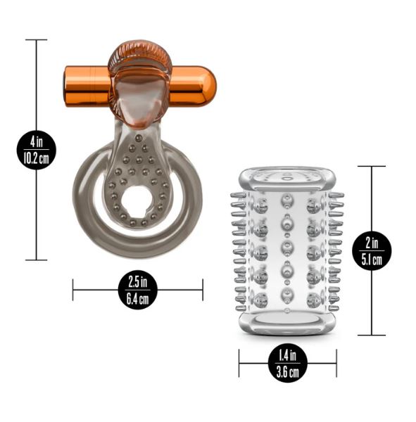 STAY HARD VIBRATING COCK RING SET W/SLEEVE