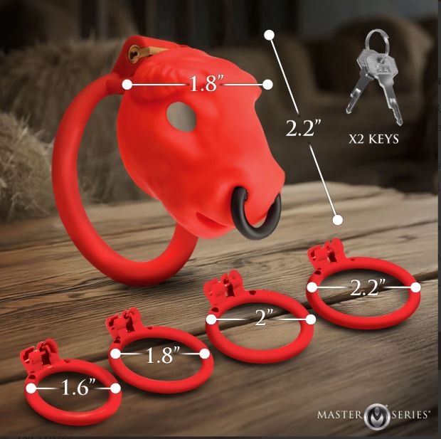 MASTER SERIES BULL CHASTITY CAGE RED