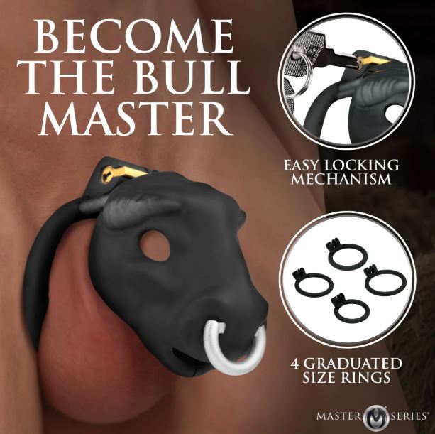 MASTER SERIES BULL CHASTITY CAGE BLACK