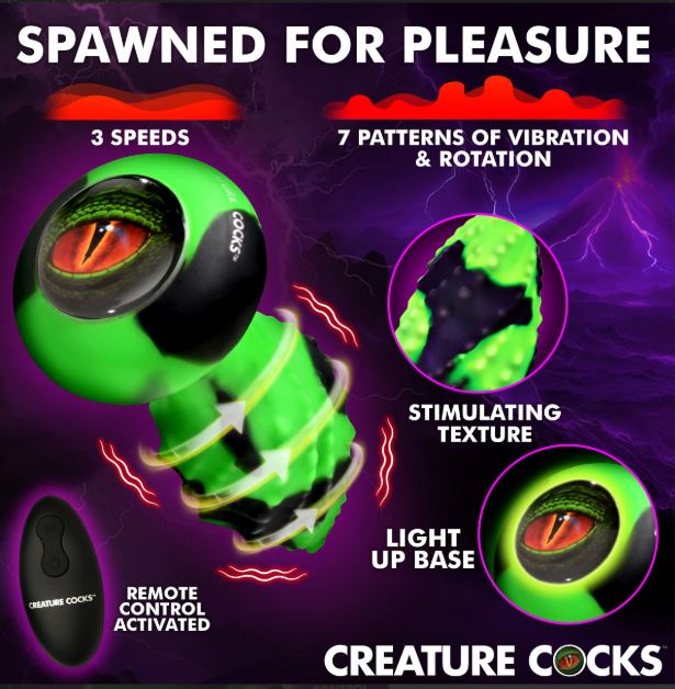 CREATURE COCK EYE OF THE SPAWN VIBRATING/ SQUIRMING BUTT PLUG