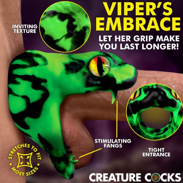 CREATURE COCK MASTER COBRA SILICONE COCK RING GREEN