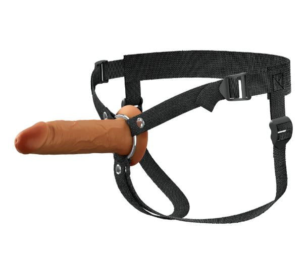FANTASY X-TENSIONS ELITE 6IN SILICONE HOLLOW STRAP-ON DUAL DENSITY - BROWN