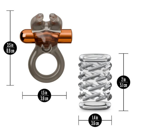STAY HARD VIBRATING COCK RING SET W/SLEEVE
