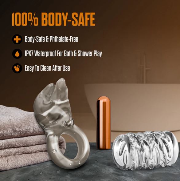 STAY HARD VIBRATING COCK RING SET W/SLEEVE
