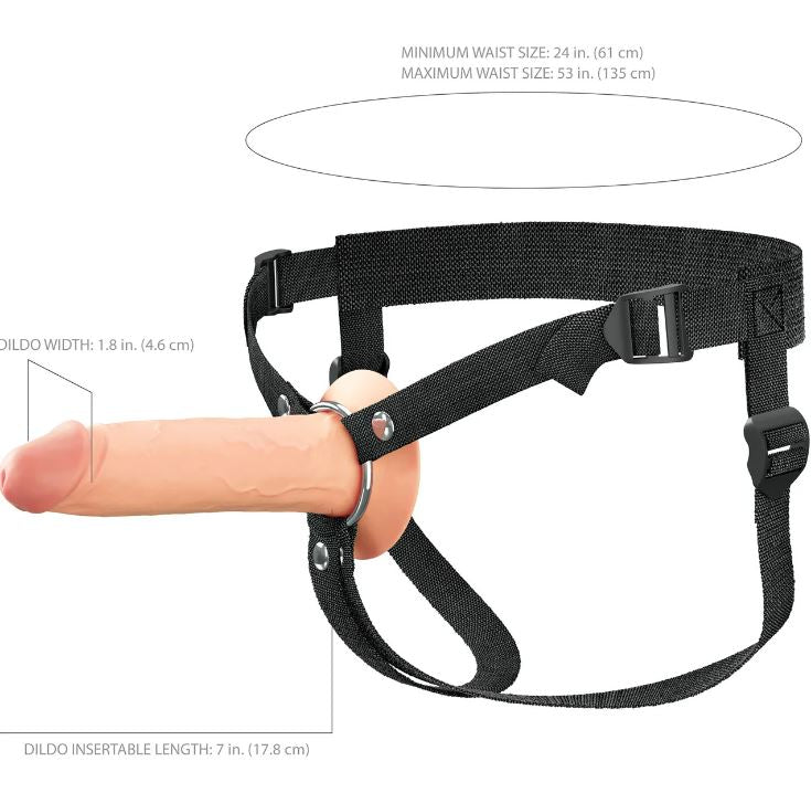 FANTASY X-TENSIONS ELITE 7IN SILICONE HOLLOW STRAP-ON DUAL DENSITY - LIGHT