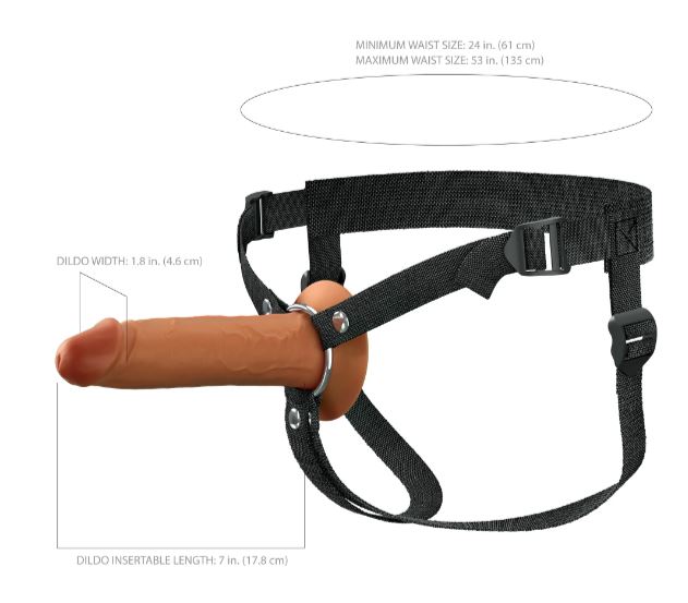 FANTASY X-TENSIONS ELITE 7IN SILICONE HOLLOW STRAP-ON DUAL DENSITY - BROWN