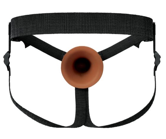 FANTASY X-TENSIONS ELITE 7IN SILICONE HOLLOW STRAP-ON DUAL DENSITY - BROWN