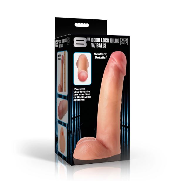 COCK LOCK DILDO W/BALLS 8 "