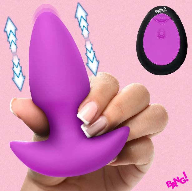 THRUSTING & VIBRATING SILICONE BUTT PLUG PURPLE