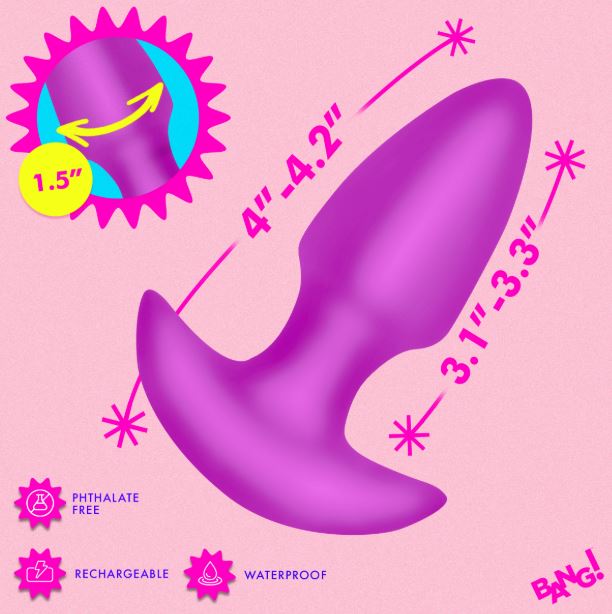 THRUSTING & VIBRATING SILICONE BUTT PLUG PURPLE