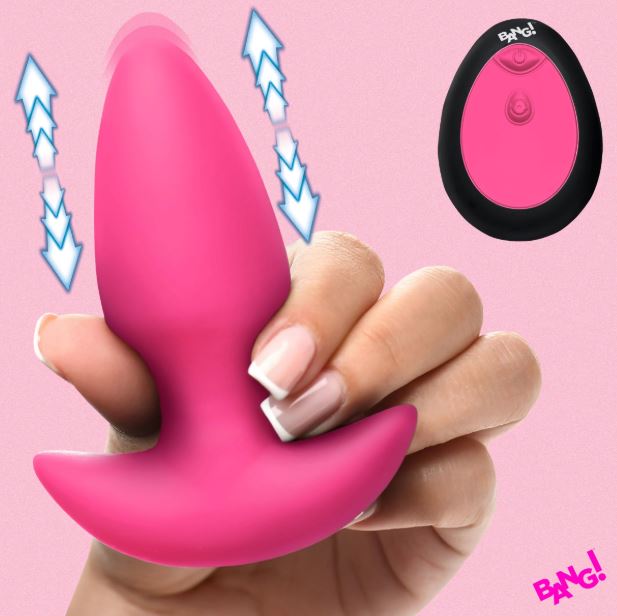 THRUSTING & VIBRATING SILICONE BUTT PLUG PINK