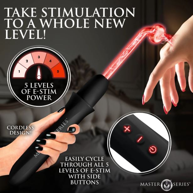 MASTER SERIES ELEKTRAWAND RECHARGEABLE VIOLET WAND W/ATTACHMENTS BLACK