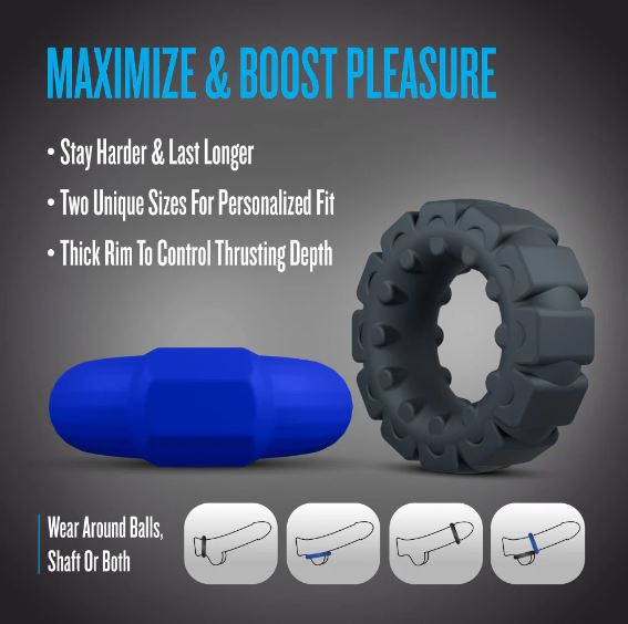 PERFORMANCE PLUS ENGAGE 2 COCK RING SET PLAT/BLK