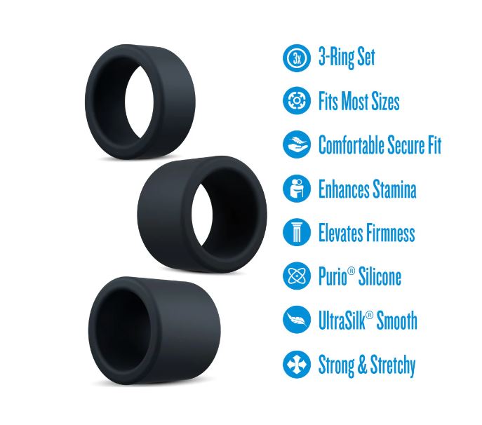 PERFORMANCE PLUS ACCELERATE 3 COCK RING PLAT/BLACK