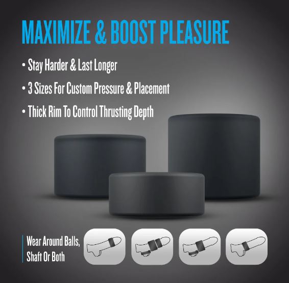 PERFORMANCE PLUS ACCELERATE 3 COCK RING PLAT/BLACK