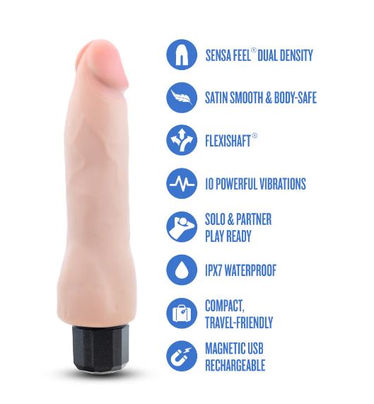 AU NATUREL 8.75IN BEIGE VIBRATING REALISTIC DUAL DENSI