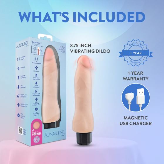 AU NATUREL 8.75IN BEIGE VIBRATING REALISTIC DUAL DENSI