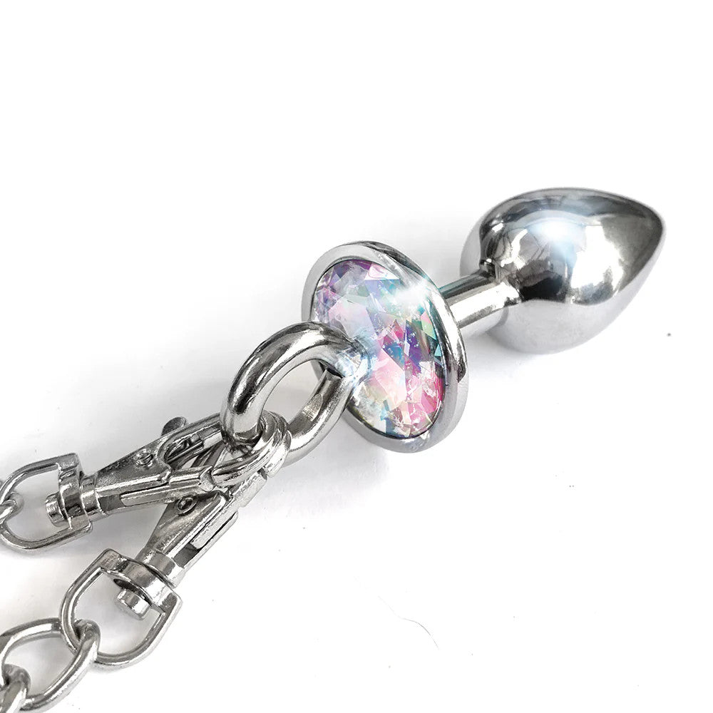NIXIE METAL BUTT PLUG & FURRY CUFF SET UNICORN