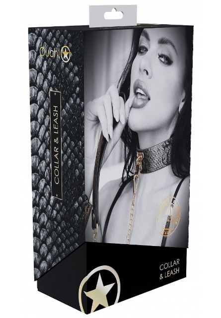 OUCH! FLORENCE COLLECTION COLLAR WITH LEASH - BLACK