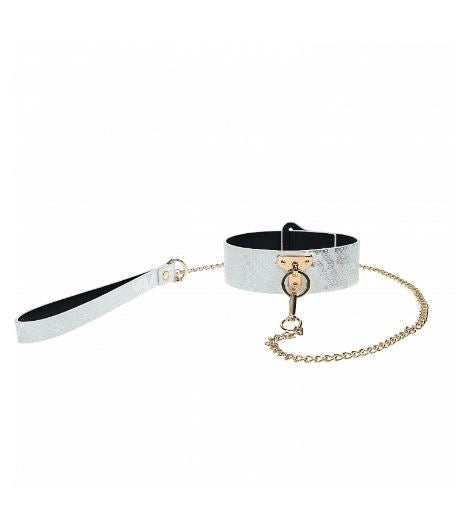 OUCH! FLORENCE COLLECTION COLLAR WITH LEASH - WHITE