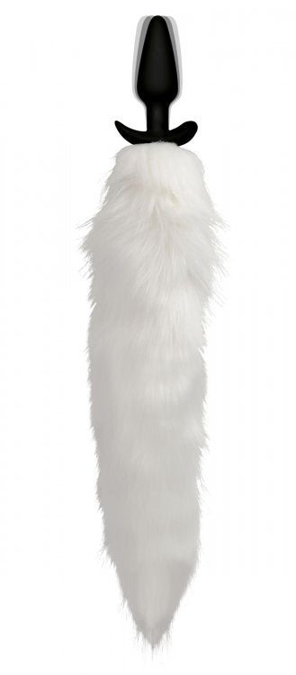 TAILZ VIBRATING WHITE FOX TAIL SLENDER ANAL PLUG