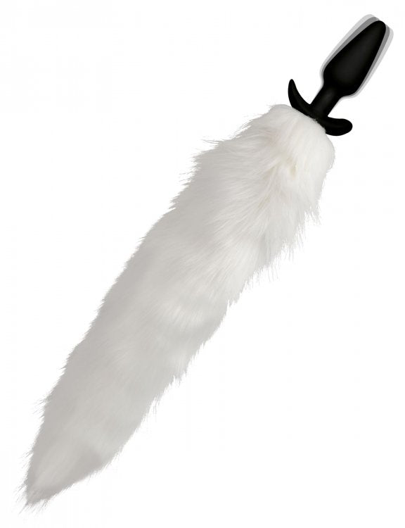 TAILZ VIBRATING WHITE FOX TAIL SLENDER ANAL PLUG
