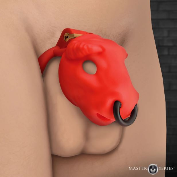 MASTER SERIES BULL CHASTITY CAGE RED
