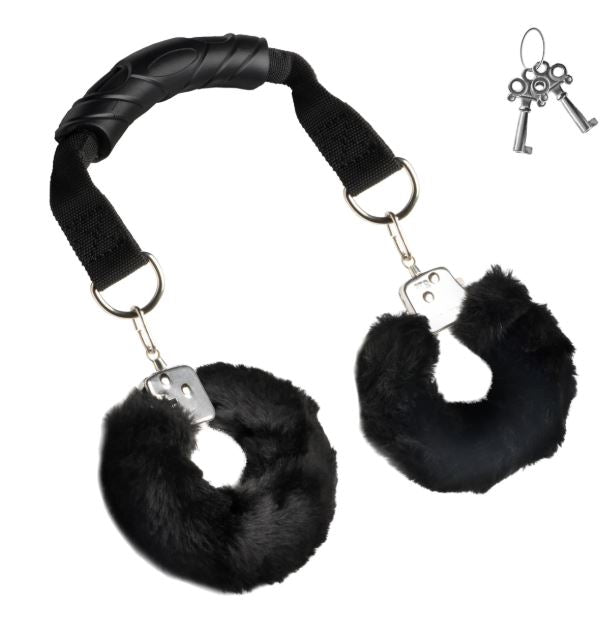 MASTER SERIES THE HANDLER FURRY HANDCUFFS W/ HANDLE