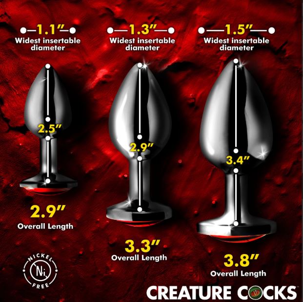 CREATURE COCK SINISTER EYE METAL BUTT PLUG SET