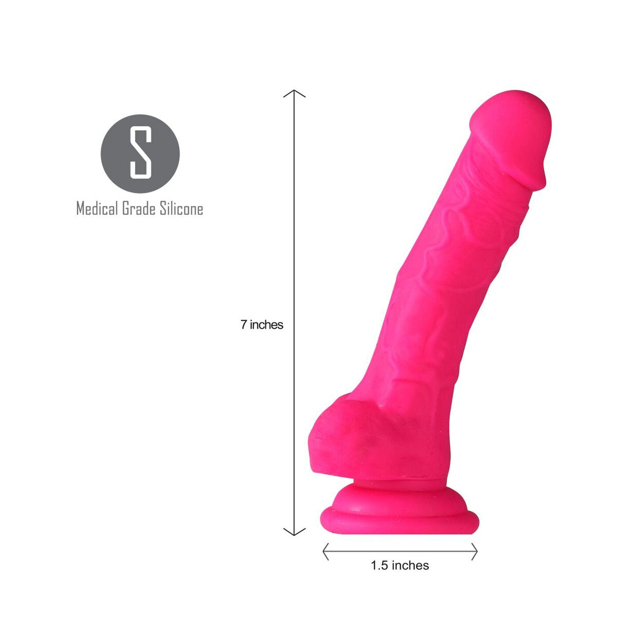 BILLEE 7 REALISTIC SILICONE DONG NEON PINK "