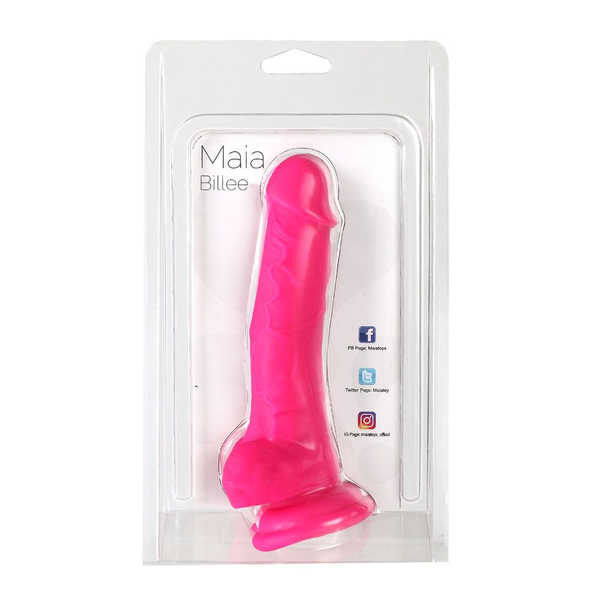 BILLEE 7 REALISTIC SILICONE DONG NEON PINK "