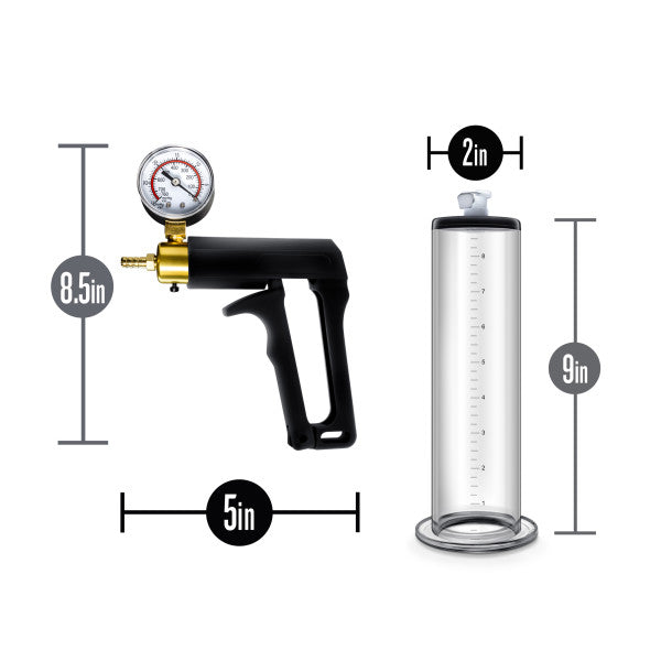 PERFORMANCE VX7 VACUUM PENIS PUMP W/ BRASS TRIGGER & PRESSURE GAUGE CLEAR