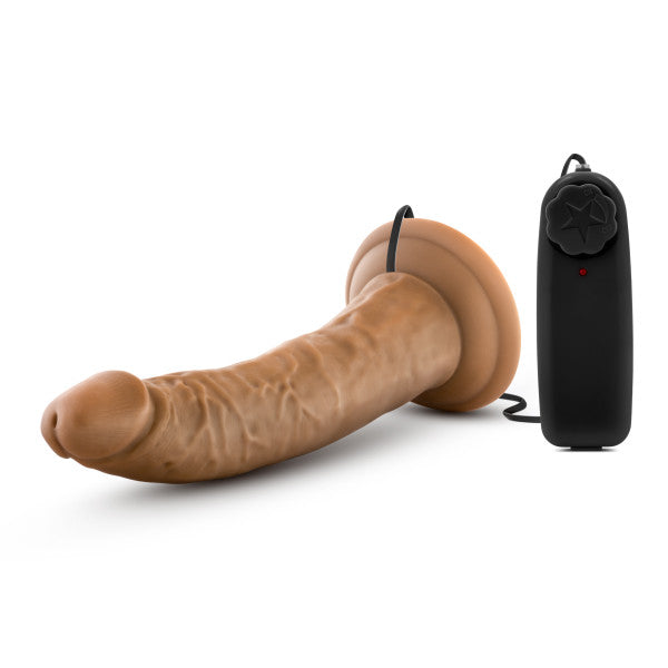 DR SKIN DR DAVE 7IN MOCHA VIBRATING COCK W/ SUCTION CUP
