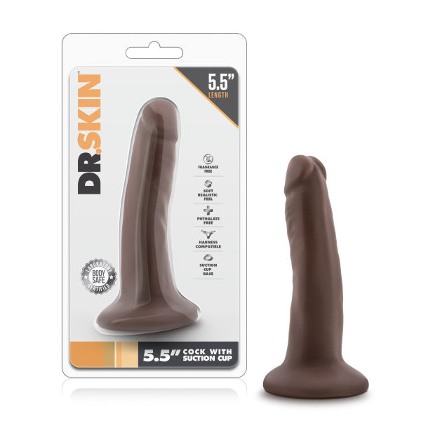 DR SKIN 5.5 COCK W/ SUCTION CUP CHOCOLATE "