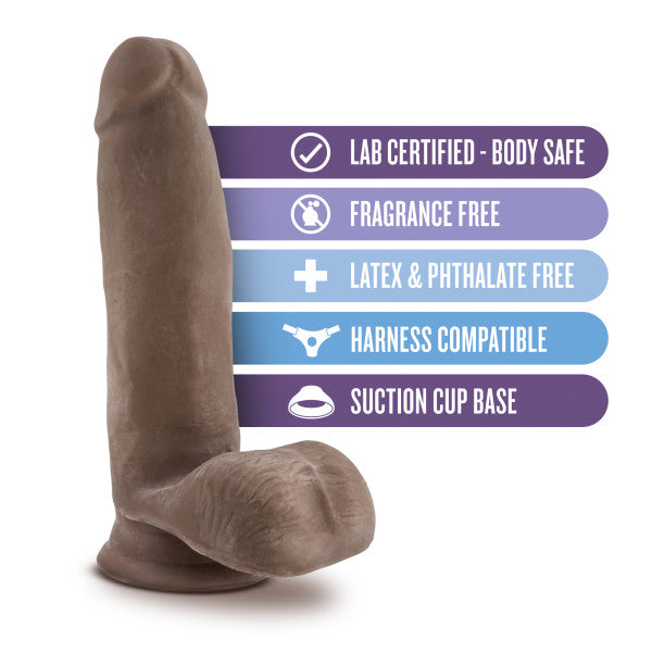 AU NATUREL 7 DILDO W/BALLS CHOCOLATE "
