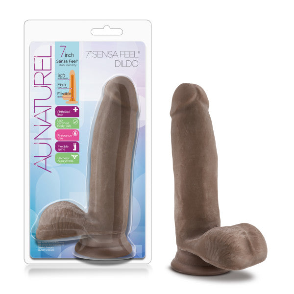 AU NATUREL 7 DILDO W/BALLS CHOCOLATE "