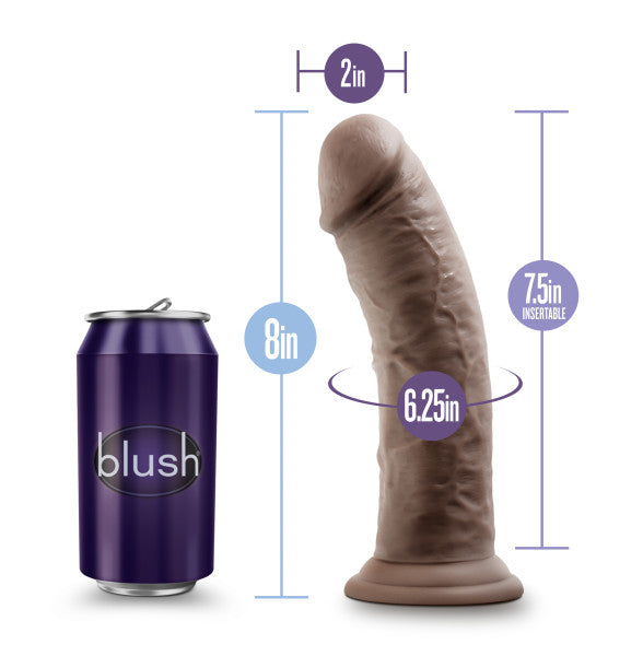 AU NATUREL 8IN DILDO W/ SUCTION CUP CHOCOLATE