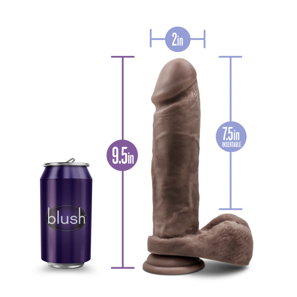 AU NATUREL 9.5IN DILDO W/ SUCTION CUP CHOCOLATE