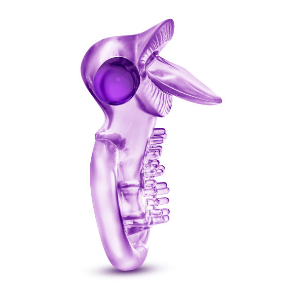 PLAY WITH ME LICK IT VIBRATING DOUBLE STRAP COCK RING PURPLE
