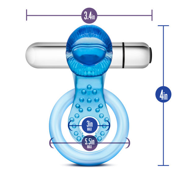 STAY HARD 10 FUNCTION VIBRATING TONGUE RING BLUE