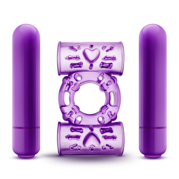 Play With Me Double Play Dual Vibrating Cock Ring – Purple