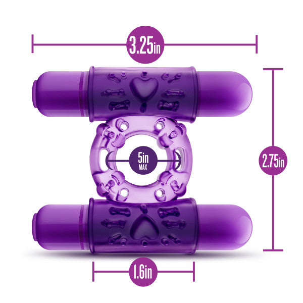 Play With Me Double Play Dual Vibrating Cock Ring – Purple