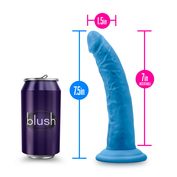 NEO ELITE 7.5IN SILICONE DUAL DENSITY COCK NEON BLUE