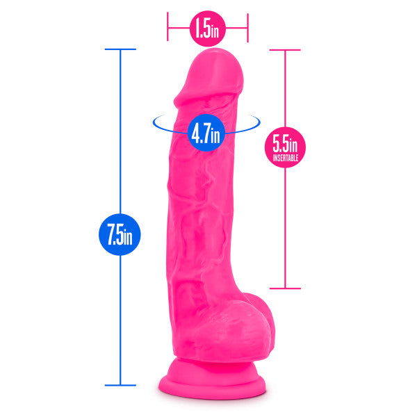 NEO 7.5 DUAL DENSITY COCK W/BALLS NEON PINK "