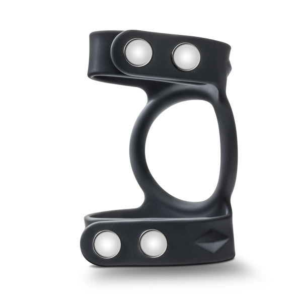 PERFORMANCE VS8 SILICONE DOUBLE COCK & BALL STRAP BLACK