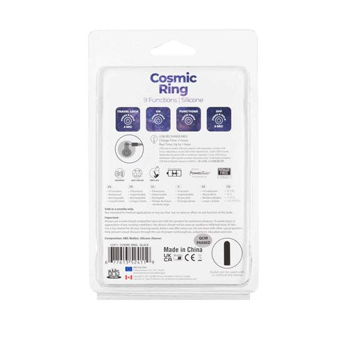 POWER BULLET COSMIC COCK RING W/ BULLET BLACK