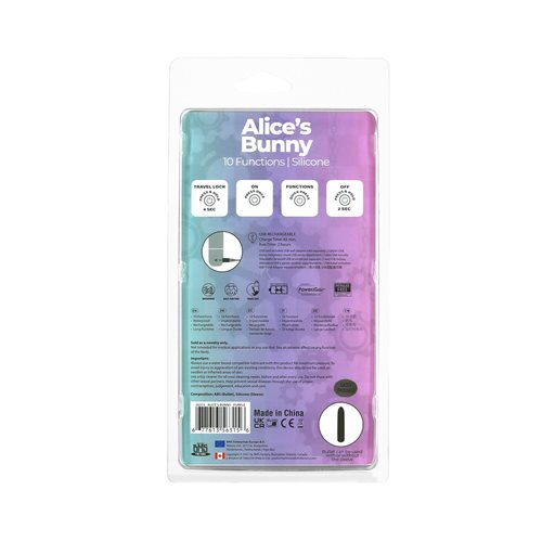POWER BULLET ALICES BUNNY 4IN 10 FUNCTION BULLET PURPLE