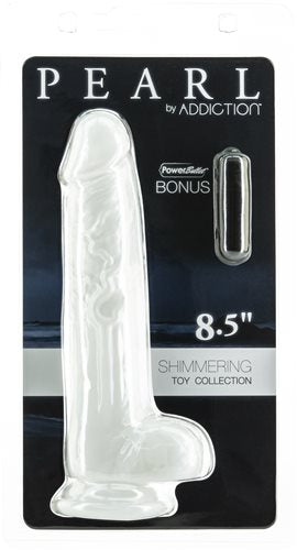 ADDICTION PEARL 8.5 DONG PEARL WHITE TPE W/ BULLET "