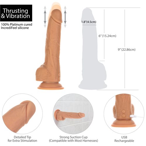 NAKED ADDICTION 9IN CARAMEL THRUSTING DONG W/ REMOTE