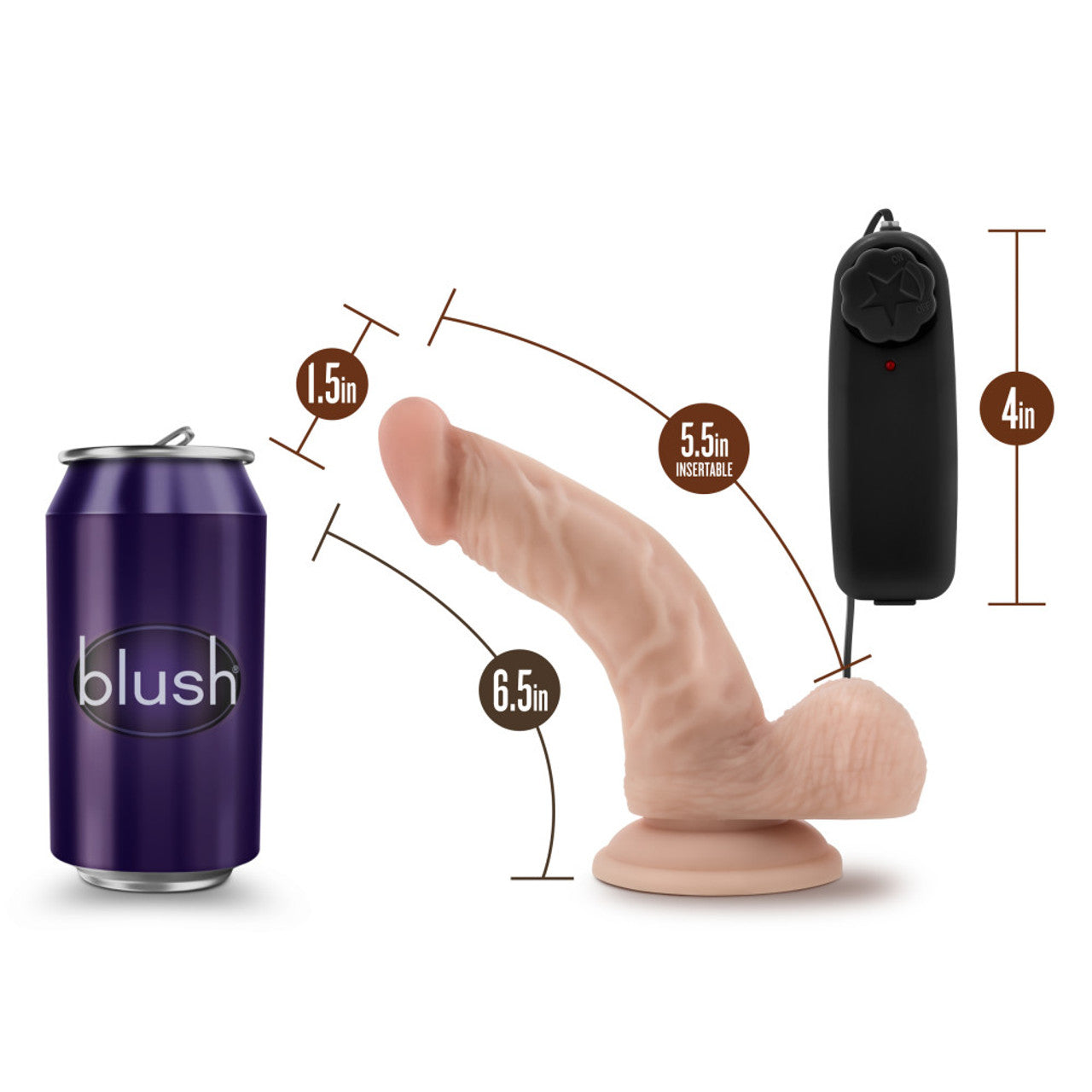 DR SKIN DR KEN 6.5IN VIBRATING COCK W/ SUCTION CUP VANILLA